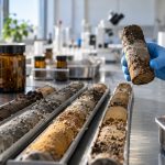 Carottes de sol en laboratoire lors d'une caractérisation environnementale